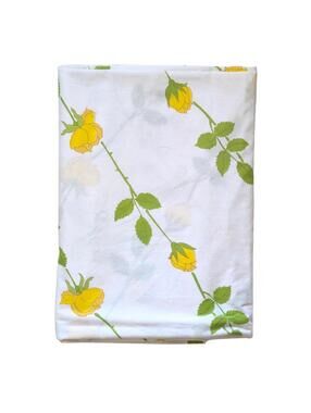 Vintage Christian Dior for Wamsutta Twin Flat Sheet with Yellow Roses